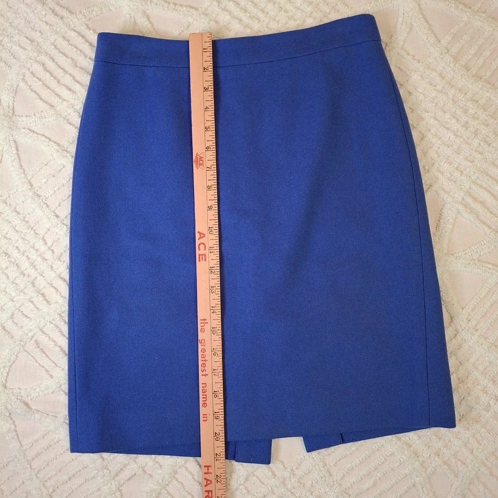 J.Crew‎ Womens 2 Pencil Skirt Cobalt Blue Wool Blend Knee Length Career Solid